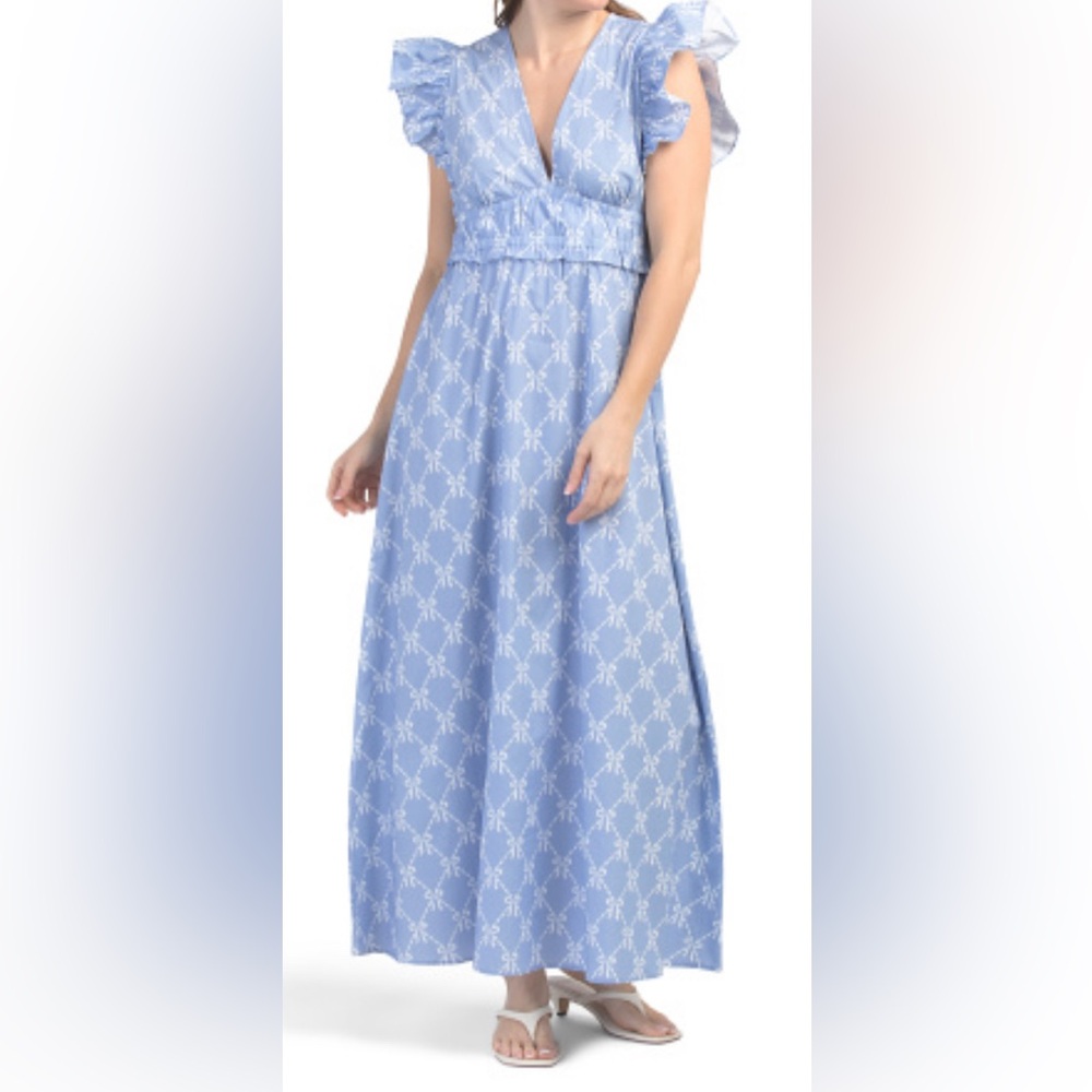SAIL TO SABLE BOW PRINTED MAXI DRESS